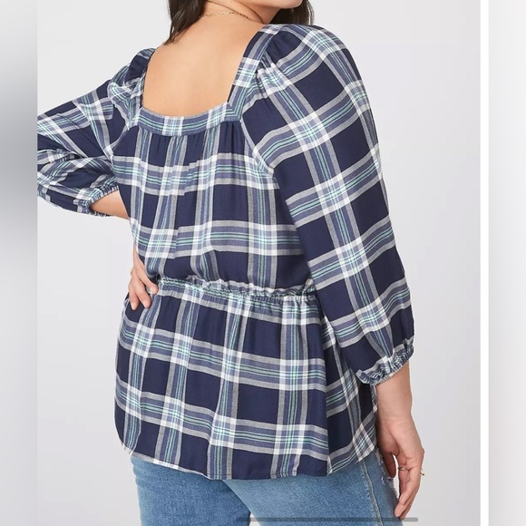 Lane Bryant Classic Medium-Sleeve Square-Neck Peplum Blouse - Picture 2 of 3